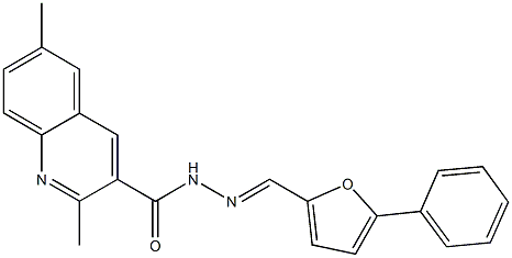 2,6-dimethyl-N'-[(5-phenyl-2-furyl)methylene]-3-quinolinecarbohydrazide Struktur