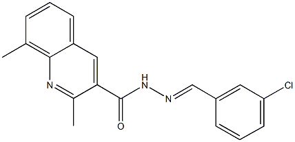 N'-(3-chlorobenzylidene)-2,8-dimethyl-3-quinolinecarbohydrazide Struktur