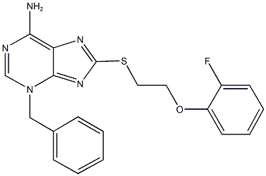 3-benzyl-8-{[2-(2-fluorophenoxy)ethyl]sulfanyl}-3H-purin-6-ylamine Struktur