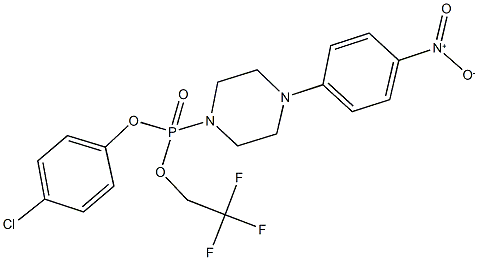 4-chlorophenyl 2,2,2-trifluoroethyl 4-{4-nitrophenyl}-1-piperazinylphosphonate Struktur