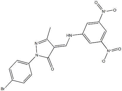 4-({3,5-bisnitroanilino}methylene)-2-(4-bromophenyl)-5-methyl-2,4-dihydro-3H-pyrazol-3-one Struktur