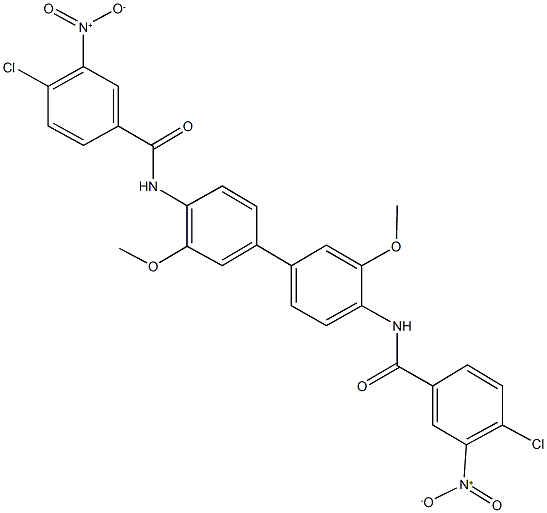 4-chloro-N-[4'-({4-chloro-3-nitrobenzoyl}amino)-3,3'-dimethoxy[1,1'-biphenyl]-4-yl]-3-nitrobenzamide Struktur