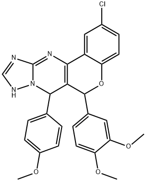 6-[3,4-bis(methyloxy)phenyl]-2-chloro-7-[4-(methyloxy)phenyl]-7,12-dihydro-6H-chromeno[4,3-d][1,2,4]triazolo[1,5-a]pyrimidine Struktur