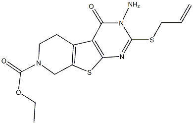 ethyl 2-(allylsulfanyl)-3-amino-4-oxo-3,5,6,8-tetrahydropyrido[4',3':4,5]thieno[2,3-d]pyrimidine-7(4H)-carboxylate Struktur