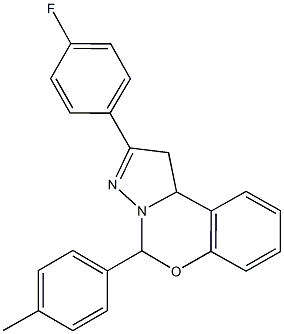 2-(4-fluorophenyl)-5-(4-methylphenyl)-1,10b-dihydropyrazolo[1,5-c][1,3]benzoxazine Struktur