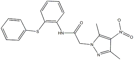 2-{4-nitro-3,5-dimethyl-1H-pyrazol-1-yl}-N-[2-(phenylsulfanyl)phenyl]acetamide Struktur