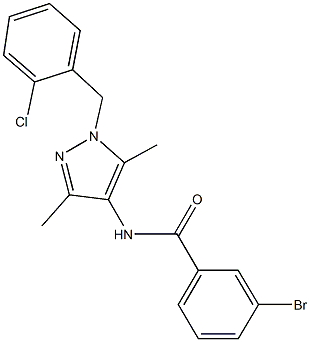 3-bromo-N-[1-(2-chlorobenzyl)-3,5-dimethyl-1H-pyrazol-4-yl]benzamide Struktur