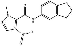 N-(2,3-dihydro-1H-inden-5-yl)-4-nitro-1-methyl-1H-pyrazole-5-carboxamide Struktur