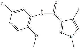 N-(5-chloro-2-methoxyphenyl)-4-iodo-1-methyl-1H-pyrazole-3-carboxamide Struktur