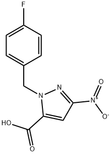 1-(4-fluorobenzyl)-3-nitro-1H-pyrazole-5-carboxylicacid Struktur