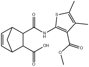 3-({[3-(methoxycarbonyl)-4,5-dimethyl-2-thienyl]amino}carbonyl)bicyclo[2.2.1]hept-5-ene-2-carboxylic acid Struktur