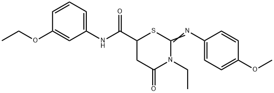 N-(3-ethoxyphenyl)-3-ethyl-2-[(4-methoxyphenyl)imino]-4-oxo-1,3-thiazinane-6-carboxamide Struktur