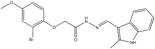 2-(2-bromo-4-methoxyphenoxy)-N'-[(2-methyl-1H-indol-3-yl)methylene]acetohydrazide Struktur