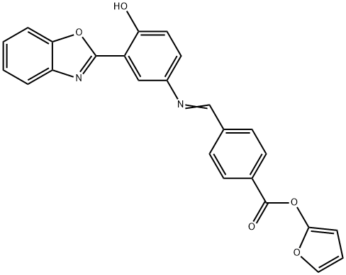 2-furyl 4-({[3-(1,3-benzoxazol-2-yl)-4-hydroxyphenyl]imino}methyl)benzoate Struktur