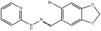 6-bromo-1,3-benzodioxole-5-carbaldehyde 2-pyridinylhydrazone Struktur