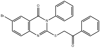 6-bromo-2-[(2-oxo-2-phenylethyl)sulfanyl]-3-phenylquinazolin-4(3H)-one Struktur