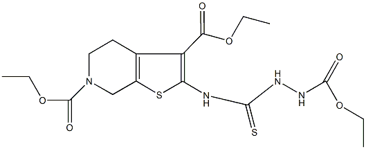 diethyl 2-({[2-(ethoxycarbonyl)hydrazino]carbothioyl}amino)-4,7-dihydrothieno[2,3-c]pyridine-3,6(5H)-dicarboxylate Struktur