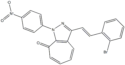 3-[2-(2-bromophenyl)vinyl]-1-{4-nitrophenyl}cyclohepta[c]pyrazol-8(1H)-one Struktur