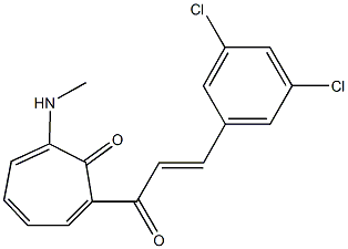 2-[3-(3,5-dichlorophenyl)acryloyl]-7-(methylamino)-2,4,6-cycloheptatrien-1-one Struktur