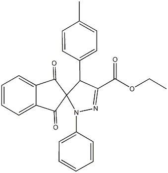 ethyl 4-(4-methylphenyl)-1-phenyl-4,5-dihydro-1',3'-dioxospiro[1H-pyrazole-5,2'-indane]-3-carboxylate Struktur