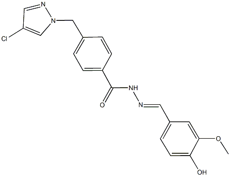 4-[(4-chloro-1H-pyrazol-1-yl)methyl]-N'-(4-hydroxy-3-methoxybenzylidene)benzohydrazide Struktur