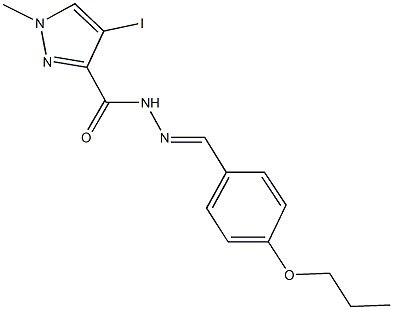 4-iodo-1-methyl-N'-(4-propoxybenzylidene)-1H-pyrazole-3-carbohydrazide Struktur