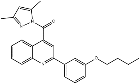 butyl 3-{4-[(3,5-dimethyl-1H-pyrazol-1-yl)carbonyl]-2-quinolinyl}phenyl ether Struktur