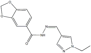 N'-[(1-ethyl-1H-pyrazol-4-yl)methylene]-1,3-benzodioxole-5-carbohydrazide Struktur