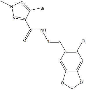 4-bromo-N'-[(6-chloro-1,3-benzodioxol-5-yl)methylene]-1-methyl-1H-pyrazole-3-carbohydrazide Struktur