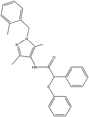 N-[3,5-dimethyl-1-(2-methylbenzyl)-1H-pyrazol-4-yl]-2-phenyl-2-(phenylsulfanyl)acetamide Struktur