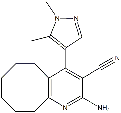 2-amino-4-(1,5-dimethyl-1H-pyrazol-4-yl)-5,6,7,8,9,10-hexahydrocycloocta[b]pyridine-3-carbonitrile Struktur