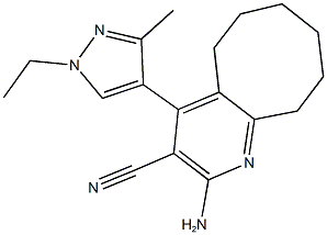 2-amino-4-(1-ethyl-3-methyl-1H-pyrazol-4-yl)-5,6,7,8,9,10-hexahydrocycloocta[b]pyridine-3-carbonitrile Struktur