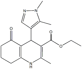 ethyl 4-(1,5-dimethyl-1H-pyrazol-4-yl)-2-methyl-5-oxo-1,4,5,6,7,8-hexahydro-3-quinolinecarboxylate Struktur