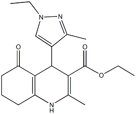 ethyl 4-(1-ethyl-3-methyl-1H-pyrazol-4-yl)-2-methyl-5-oxo-1,4,5,6,7,8-hexahydro-3-quinolinecarboxylate Struktur