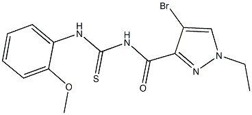 N-[(4-bromo-1-ethyl-1H-pyrazol-3-yl)carbonyl]-N'-(2-methoxyphenyl)thiourea Struktur