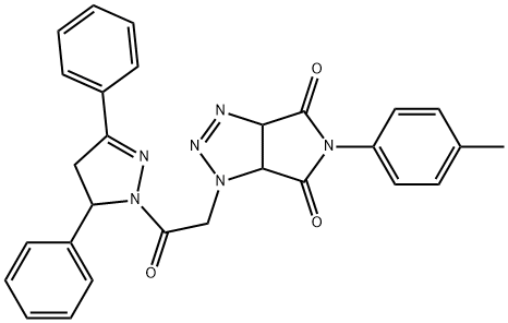 1-[2-(3,5-diphenyl-4,5-dihydro-1H-pyrazol-1-yl)-2-oxoethyl]-5-(4-methylphenyl)-3a,6a-dihydropyrrolo[3,4-d][1,2,3]triazole-4,6(1H,5H)-dione Struktur