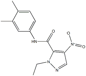 N-(3,4-dimethylphenyl)-1-ethyl-4-nitro-1H-pyrazole-5-carboxamide Struktur