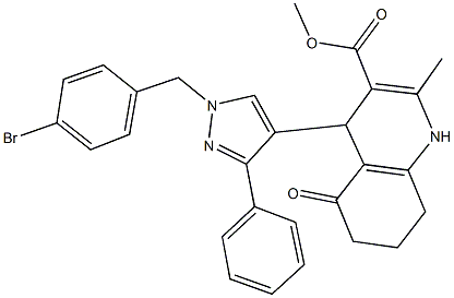 methyl 4-[1-(4-bromobenzyl)-3-phenyl-1H-pyrazol-4-yl]-2-methyl-5-oxo-1,4,5,6,7,8-hexahydro-3-quinolinecarboxylate Struktur