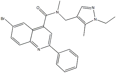 6-bromo-N-[(1-ethyl-5-methyl-1H-pyrazol-4-yl)methyl]-N-methyl-2-phenyl-4-quinolinecarboxamide Struktur