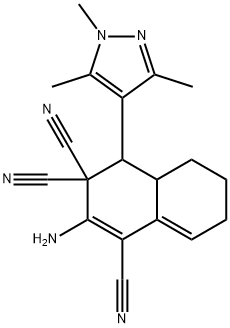 2-amino-4-(1,3,5-trimethyl-1H-pyrazol-4-yl)-4a,5,6,7-tetrahydro-1,3,3(4H)-naphthalenetricarbonitrile Struktur