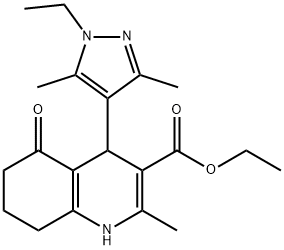 ethyl 4-(1-ethyl-3,5-dimethyl-1H-pyrazol-4-yl)-2-methyl-5-oxo-1,4,5,6,7,8-hexahydro-3-quinolinecarboxylate Struktur