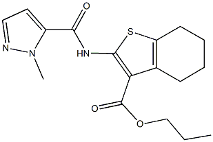 propyl 2-{[(1-methyl-1H-pyrazol-5-yl)carbonyl]amino}-4,5,6,7-tetrahydro-1-benzothiophene-3-carboxylate Struktur