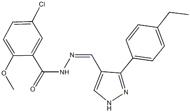 5-chloro-N'-{[3-(4-ethylphenyl)-1H-pyrazol-4-yl]methylene}-2-methoxybenzohydrazide Struktur