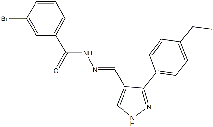 3-bromo-N'-{[3-(4-ethylphenyl)-1H-pyrazol-4-yl]methylene}benzohydrazide Struktur