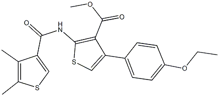 methyl 2-{[(4,5-dimethyl-3-thienyl)carbonyl]amino}-4-(4-ethoxyphenyl)-3-thiophenecarboxylate Struktur