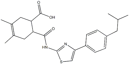 6-({[4-(4-isobutylphenyl)-1,3-thiazol-2-yl]amino}carbonyl)-3,4-dimethyl-3-cyclohexene-1-carboxylic acid Struktur