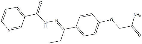 2-{4-[N-(3-pyridinylcarbonyl)propanehydrazonoyl]phenoxy}acetamide Struktur