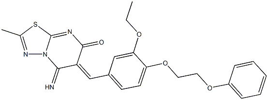 6-[3-ethoxy-4-(2-phenoxyethoxy)benzylidene]-5-imino-2-methyl-5,6-dihydro-7H-[1,3,4]thiadiazolo[3,2-a]pyrimidin-7-one Struktur