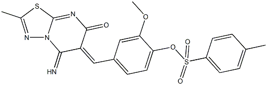 4-[(5-imino-2-methyl-7-oxo-5H-[1,3,4]thiadiazolo[3,2-a]pyrimidin-6(7H)-ylidene)methyl]-2-methoxyphenyl 4-methylbenzenesulfonate Struktur