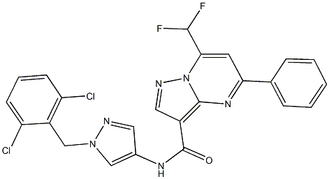 N-[1-(2,6-dichlorobenzyl)-1H-pyrazol-4-yl]-7-(difluoromethyl)-5-phenylpyrazolo[1,5-a]pyrimidine-3-carboxamide Struktur